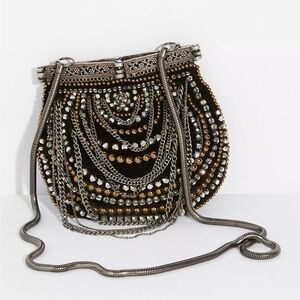 Free People Embellished Velvet Chain Crossbody Bag NWT